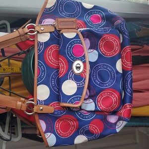 Coach Leah fabric/leather trim